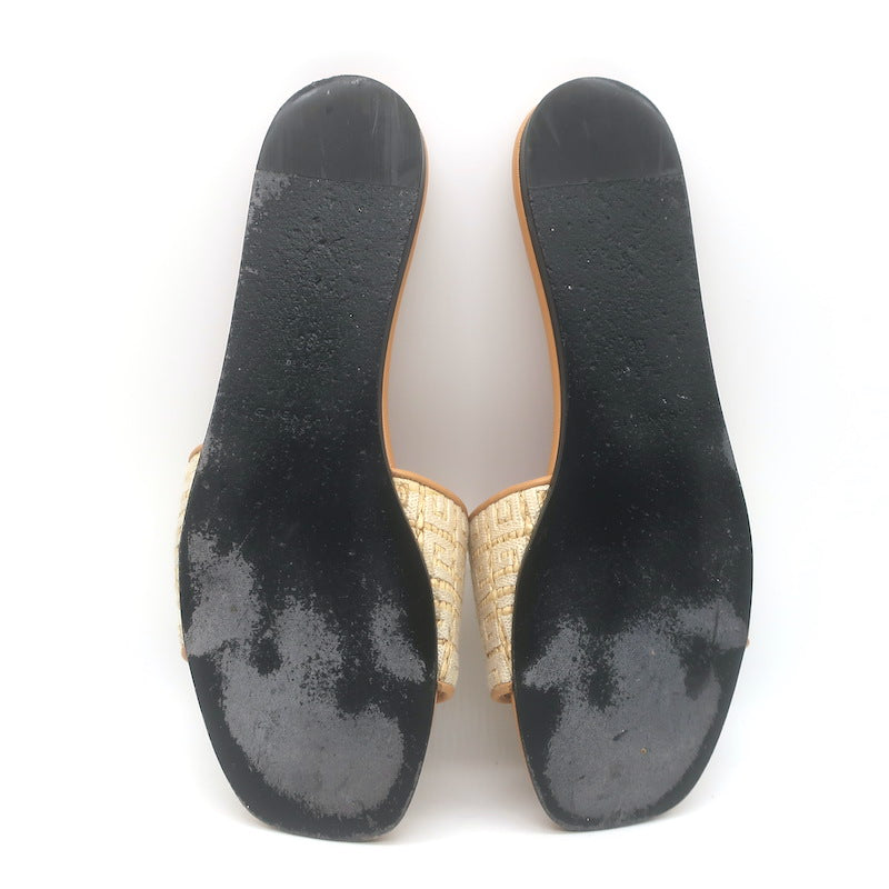 Givenchy 4G Raffia Flat Slide Sandals Beige Size 39