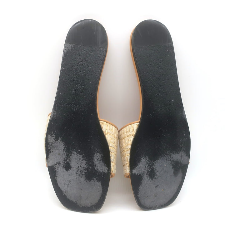 Givenchy 4G Raffia Flat Slide Sandals Beige Size 39
