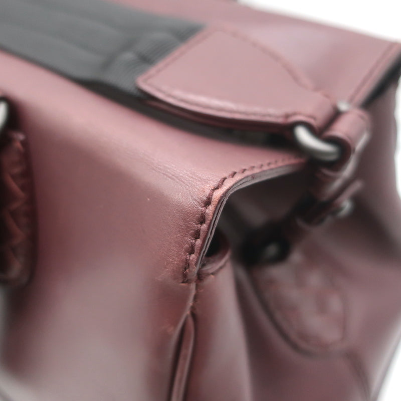 Bottega Veneta Ducale Intrecciato-Trim Bag Burgundy Leather Medium Crossbody