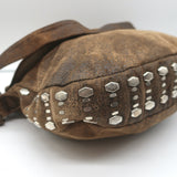 Calleen Cordero Medium Studded Crossbody Flap Bag Brown Distressed Leather