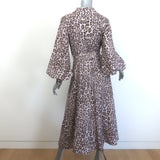 Zimmermann Sabotage Belted Button-Front Midi Dress Leopard Print Silk Size 1