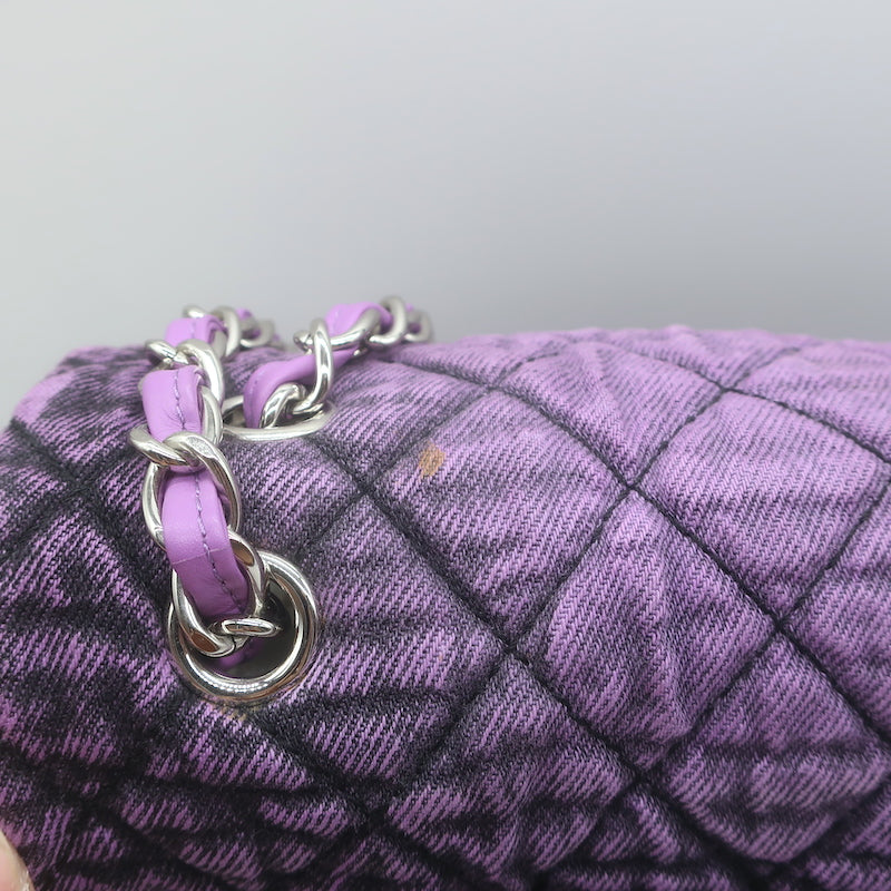 Chanel 2020 Denimpression Jumbo Chain Strap Quilted Flap Bag Purple
