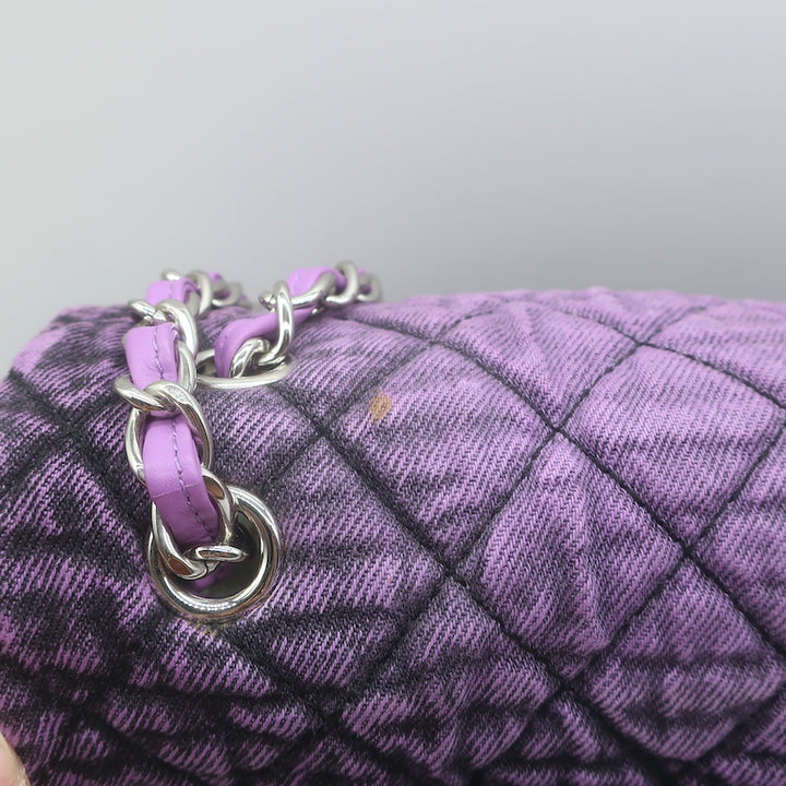 Chanel 2020 Denimpression Jumbo Chain Strap Quilted Flap Bag Purple
