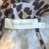 Zimmermann Sabotage Belted Button-Front Midi Dress Leopard Print Silk Size 1