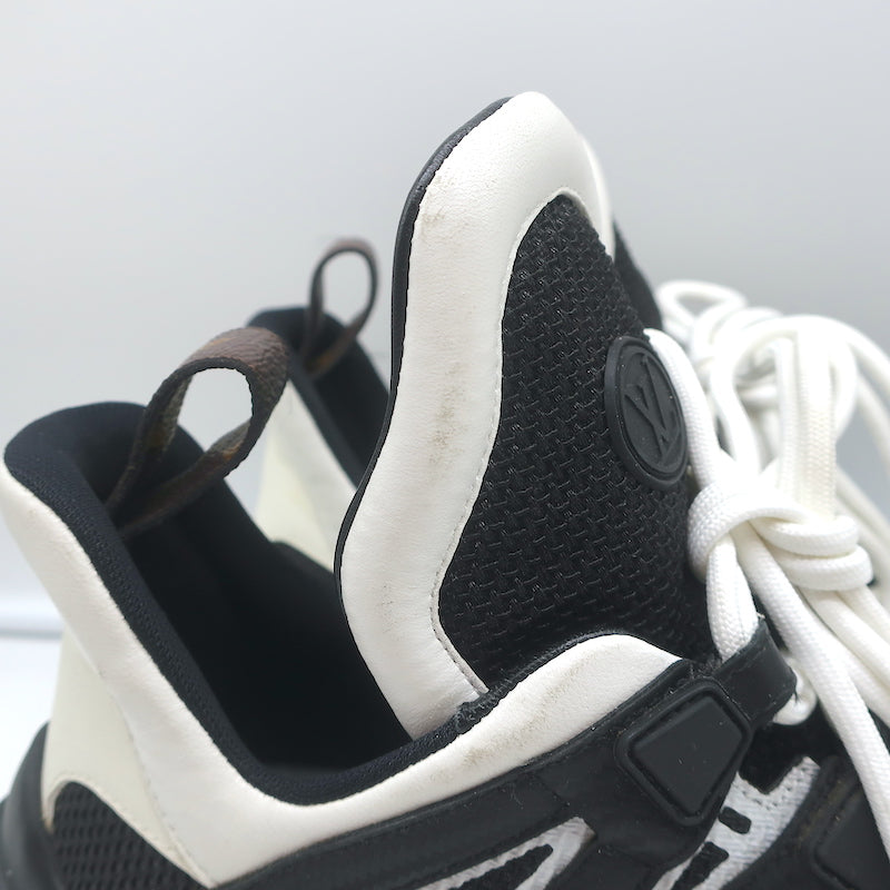 Louis Vuitton LV Archlight Sneakers Black Mesh &amp; White Leather Size 38