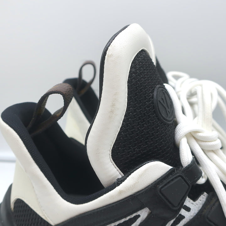Louis Vuitton LV Archlight Sneakers Black Mesh &amp; White Leather Size 38