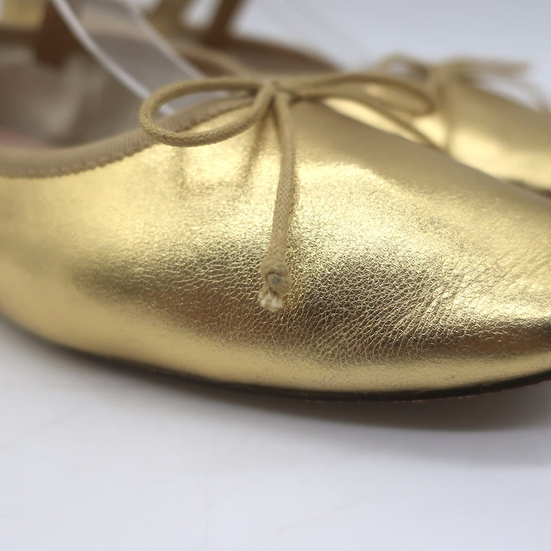 Loeffler Randall Leonie Ballet Flats Gold Metallic Leather Size 9
