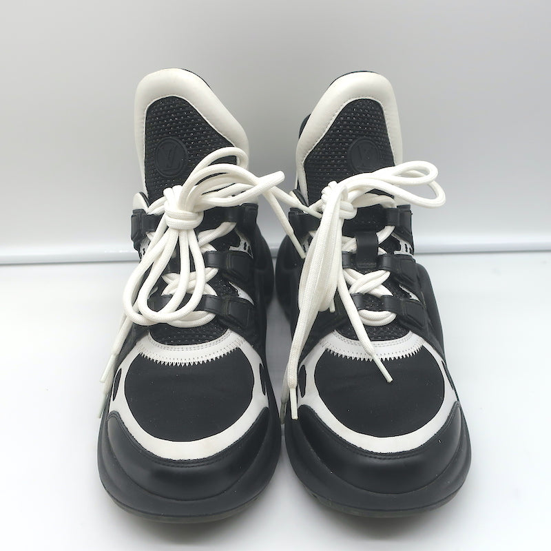 Louis Vuitton LV Archlight Sneakers Black Mesh &amp; White Leather Size 38