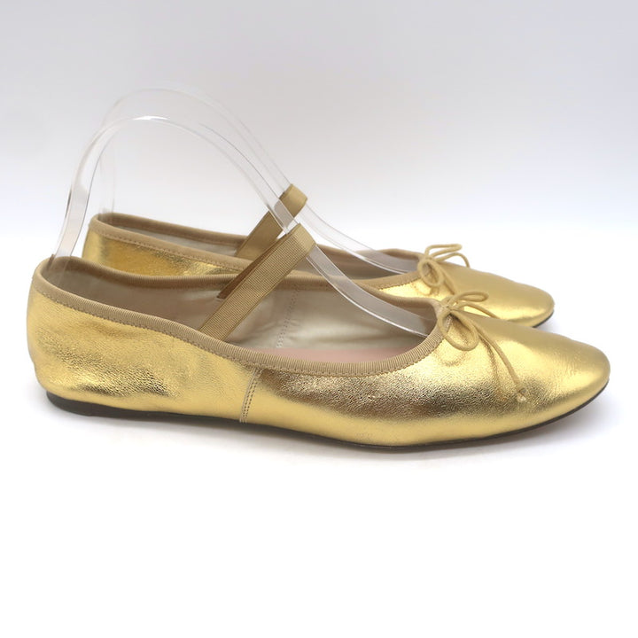 Loeffler Randall Leonie Ballet Flats Gold Metallic Leather Size 9