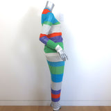Diane von Furstenberg Colorblock Knit Long Sleeve Maxi Dress Multi Size Small
