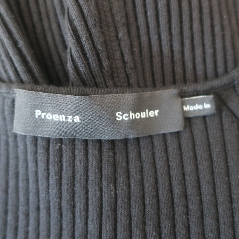 Proenza Schouler Bell Sleeve Midi Dress Black Ribbed Knit Size Small