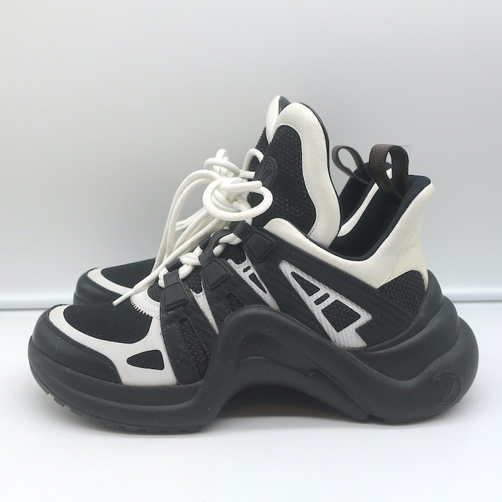 Louis Vuitton LV Archlight Sneakers Black Mesh &amp; White Leather Size 38
