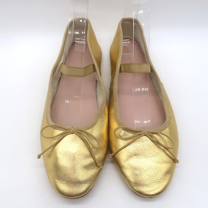 Loeffler Randall Leonie Ballet Flats Gold Metallic Leather Size 9