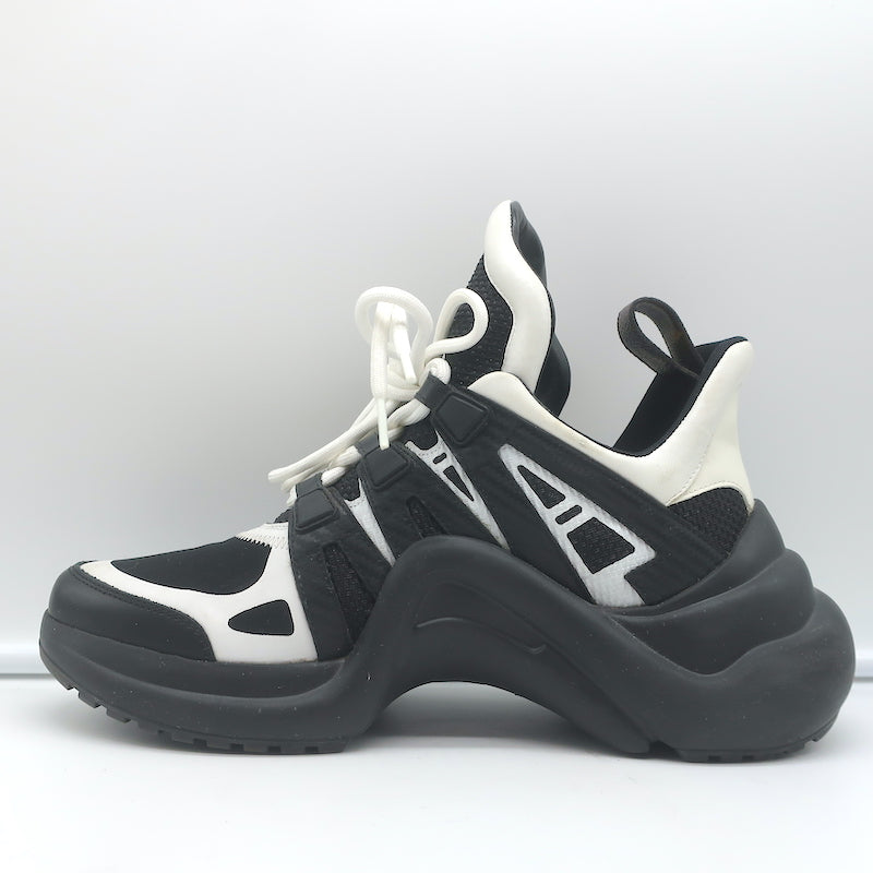 Louis Vuitton LV Archlight Sneakers Black Mesh &amp; White Leather Size 38