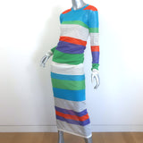 Diane von Furstenberg Colorblock Knit Long Sleeve Maxi Dress Multi Size Small