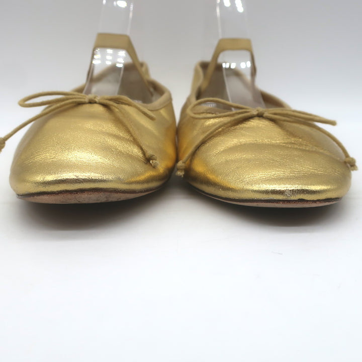 Loeffler Randall Leonie Ballet Flats Gold Metallic Leather Size 9