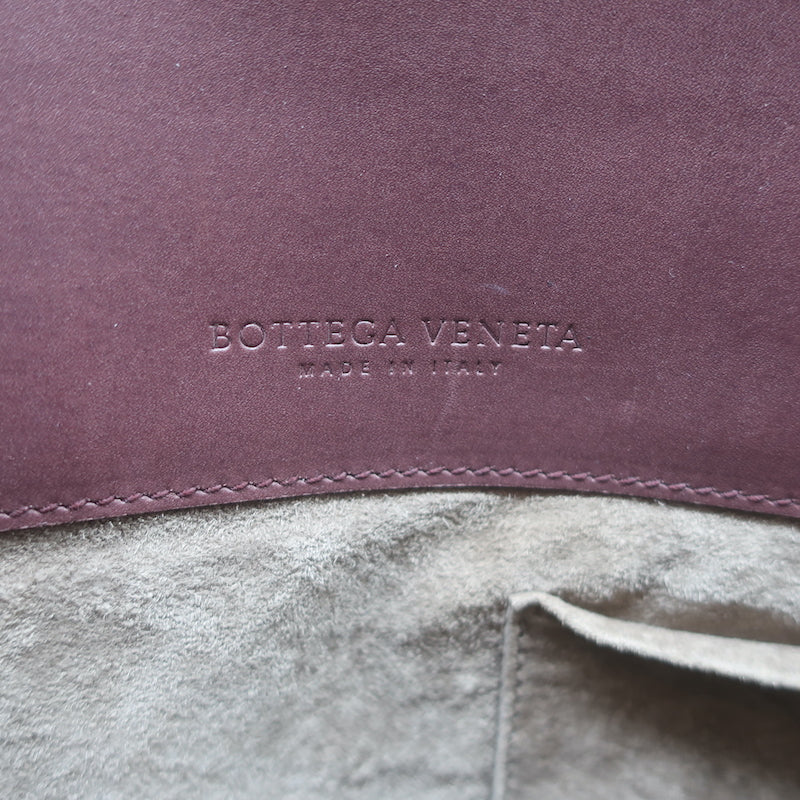 Bottega Veneta Ducale Intrecciato-Trim Bag Burgundy Leather Medium Crossbody