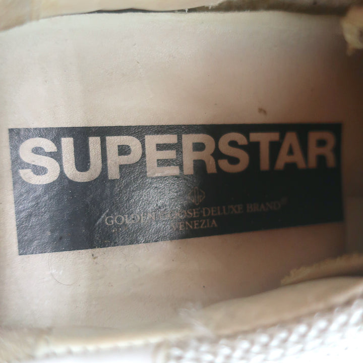 Golden Goose Superstar Net Low Top Sneakers Light Silver &amp; Cream Leather Size 36