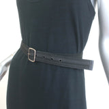 Saint Laurent Striped Canvas Belt Black/Gray Size Extra Small