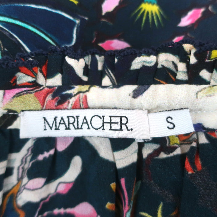 Maria Cher Humahuaca Keyla Tie-Neck Blouse Navy/Multi Printed Silk Size Small