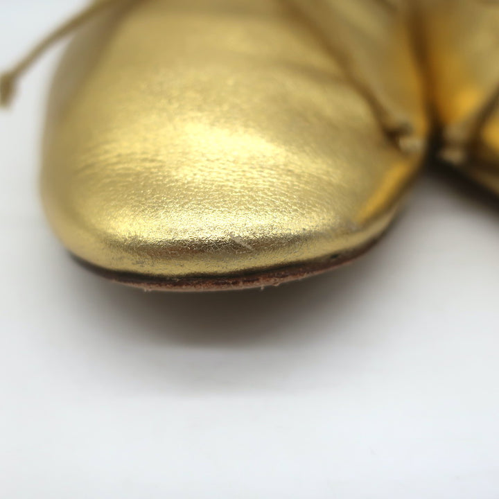 Loeffler Randall Leonie Ballet Flats Gold Metallic Leather Size 9