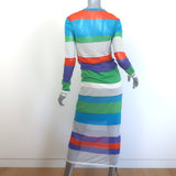 Diane von Furstenberg Colorblock Knit Long Sleeve Maxi Dress Multi Size Small