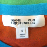 Diane von Furstenberg Colorblock Knit Long Sleeve Maxi Dress Multi Size Small