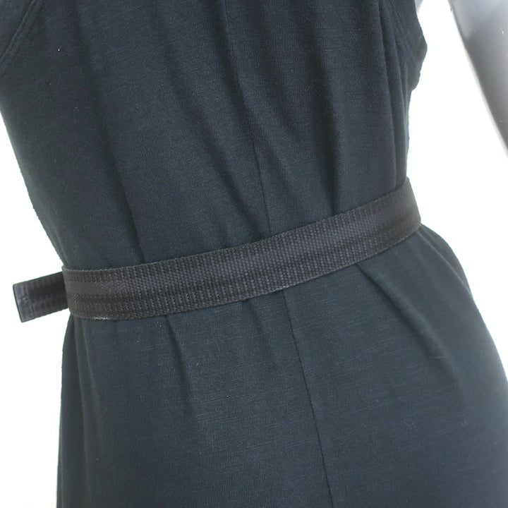 Saint Laurent Striped Canvas Belt Black/Gray Size Extra Small