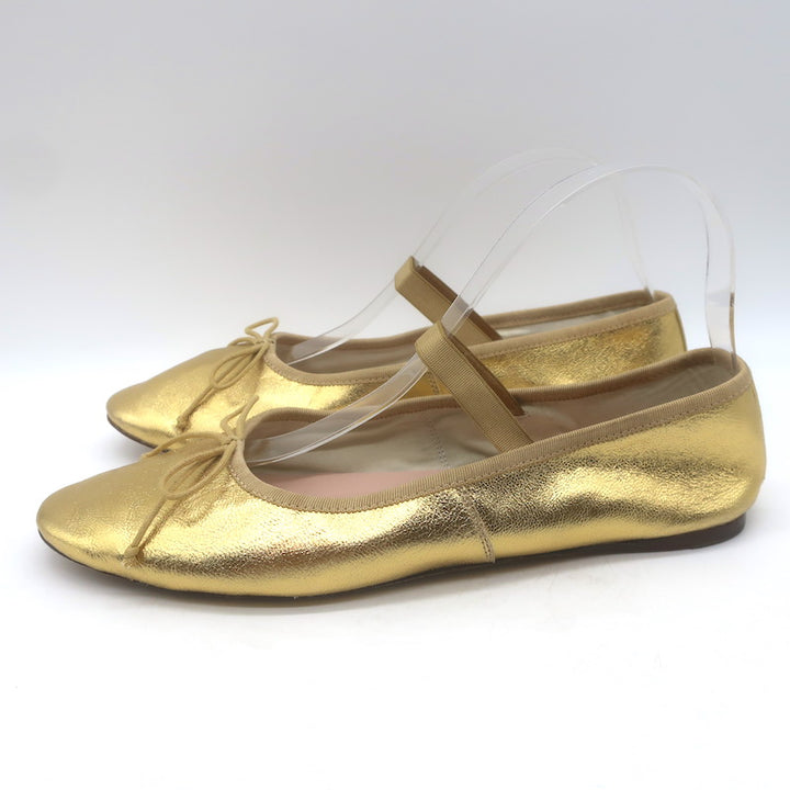 Loeffler Randall Leonie Ballet Flats Gold Metallic Leather Size 9
