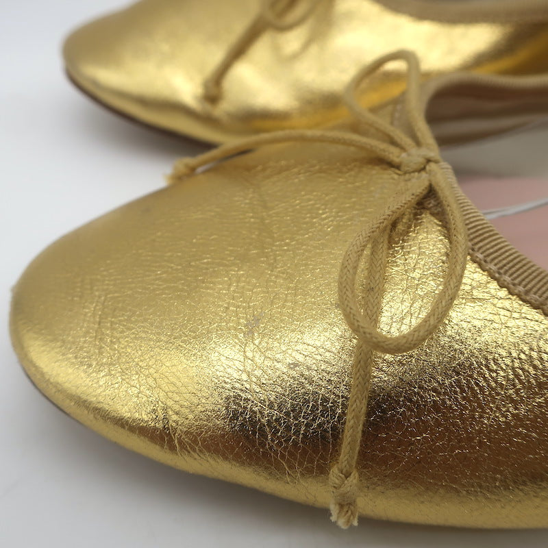 Loeffler Randall Leonie Ballet Flats Gold Metallic Leather Size 9