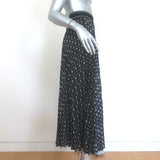 Sandro Tosca Pleated Star Print Midi Skirt Black Satin Twill Size 34