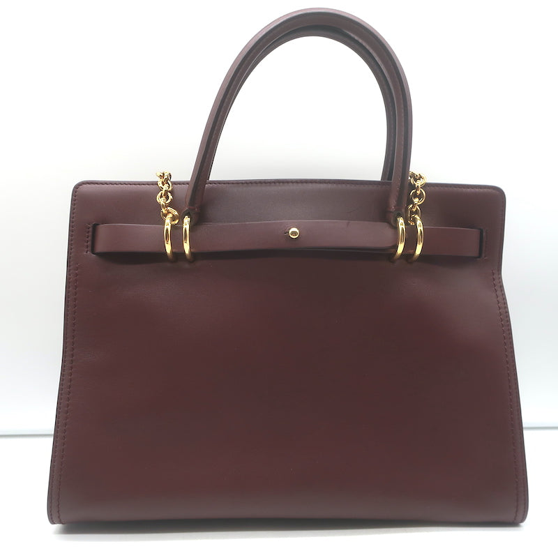 Dolce &amp; Gabbana Top Handle Tote Burgundy Leather Medium Chain Strap Shoulder Bag