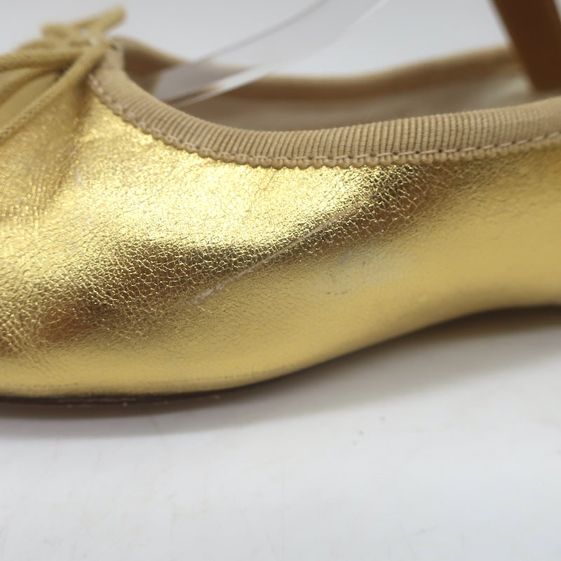 Loeffler Randall Leonie Ballet Flats Gold Metallic Leather Size 9