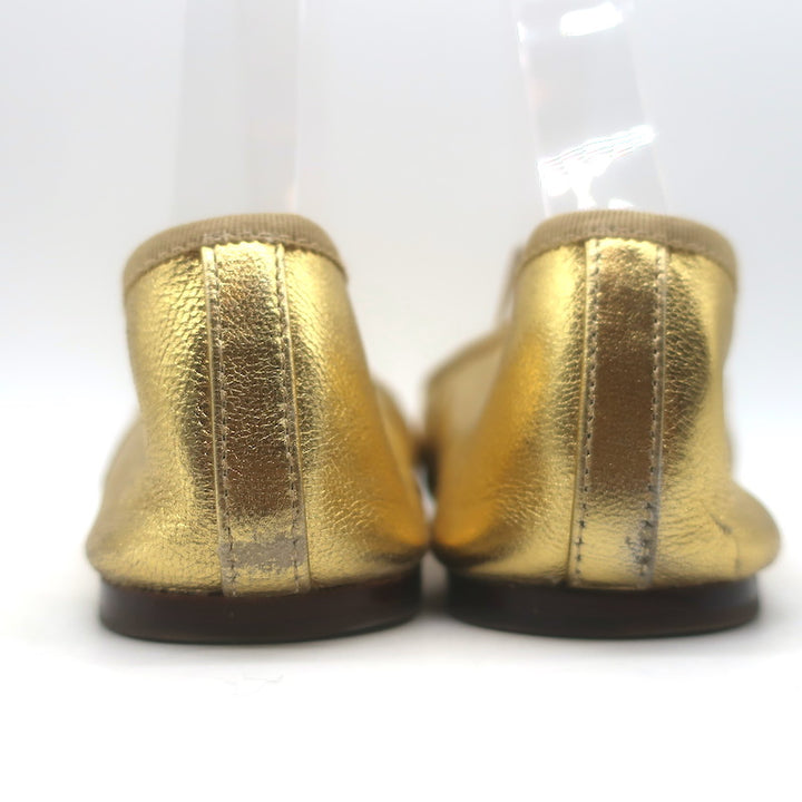 Loeffler Randall Leonie Ballet Flats Gold Metallic Leather Size 9