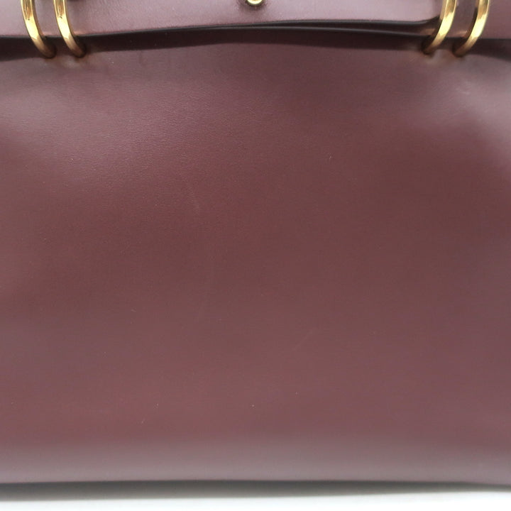 Dolce &amp; Gabbana Top Handle Tote Burgundy Leather Medium Chain Strap Shoulder Bag