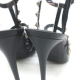 Valentino Noir Rockstud Caged Ankle Strap Pumps Black Leather Size 38