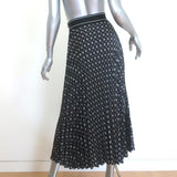 Sandro Tosca Pleated Star Print Midi Skirt Black Satin Twill Size 34