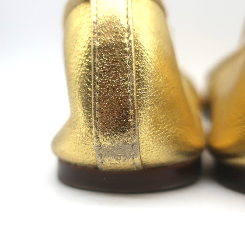Loeffler Randall Leonie Ballet Flats Gold Metallic Leather Size 9
