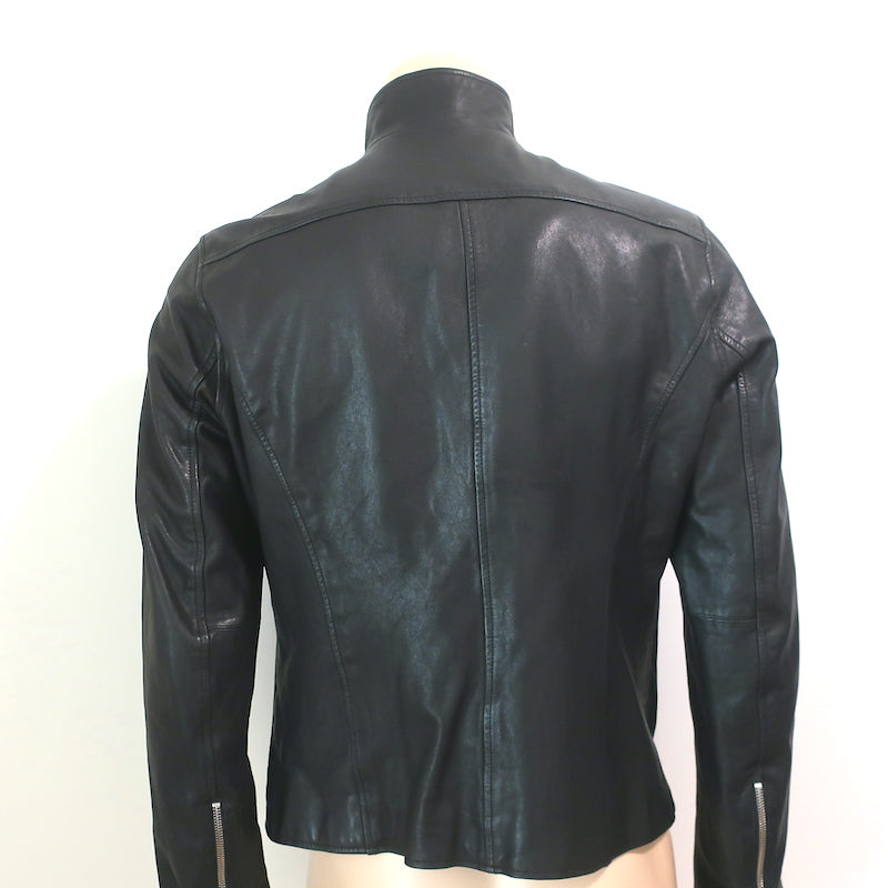 Vince Leather Biker Jacket Black Size Medium