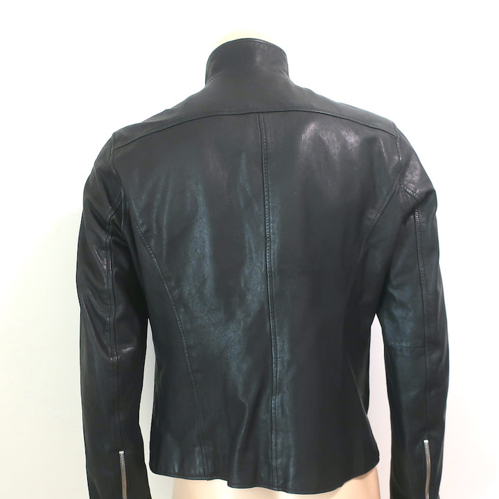 Vince Leather Biker Jacket Black Size Medium