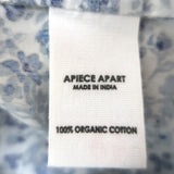 Apiece Apart Los Altos Puff Sleeve Top Blue Floral Print Cotton Size Small