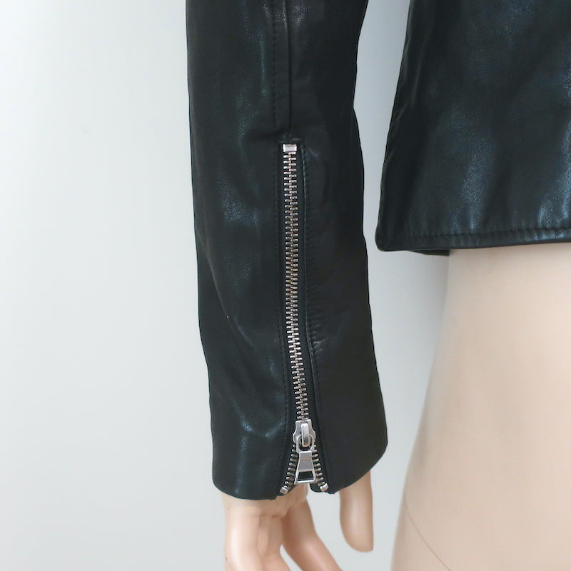 Vince Leather Biker Jacket Black Size Medium