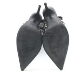 Valentino Noir Rockstud Caged Ankle Strap Pumps Black Leather Size 38