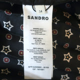 Sandro Tosca Pleated Star Print Midi Skirt Black Satin Twill Size 34