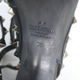 Valentino Noir Rockstud Caged Ankle Strap Pumps Black Leather Size 38