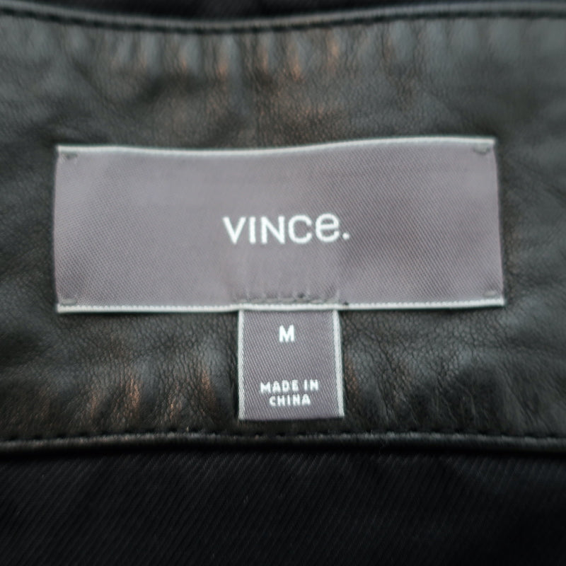 Vince Leather Biker Jacket Black Size Medium