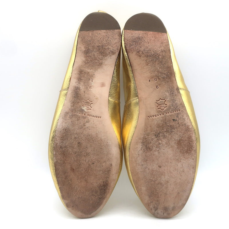 Loeffler Randall Leonie Ballet Flats Gold Metallic Leather Size 9