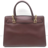Dolce & Gabbana Top Handle Tote Burgundy Leather Medium Chain Strap Shoulder Bag