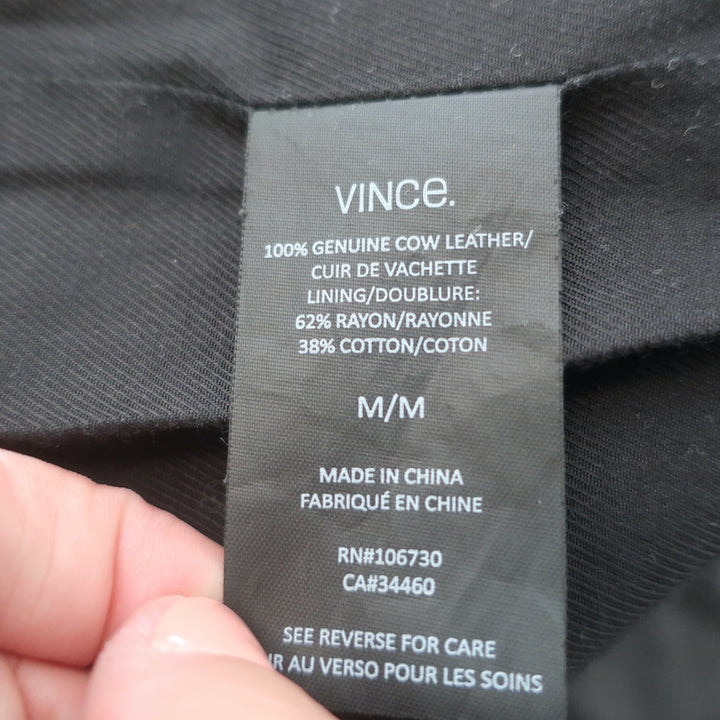 Vince Leather Biker Jacket Black Size Medium