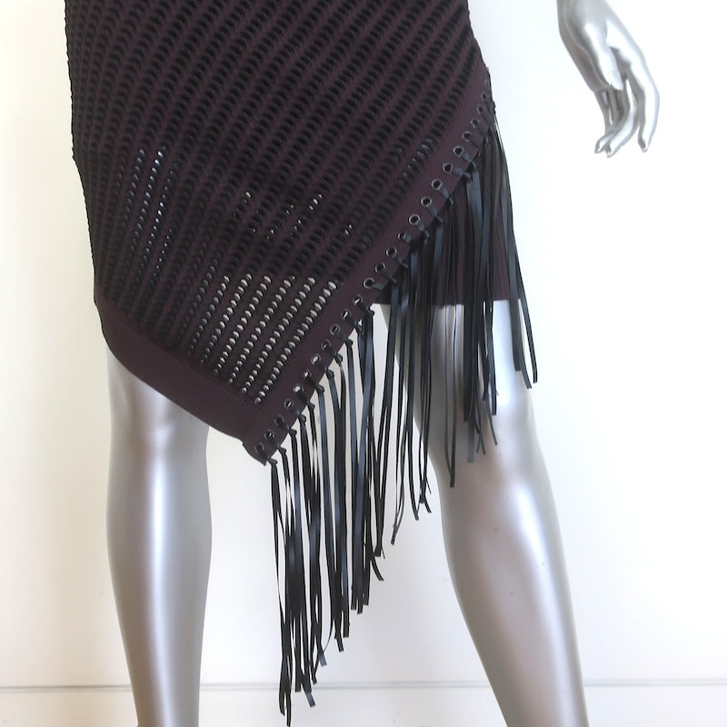Jonathan Simkhai Chelle Asymmetric Fringed Mini Dress Chocolate Size Small